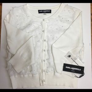 NWOT Pretty Karl Lagerfeld white cardigan shrug